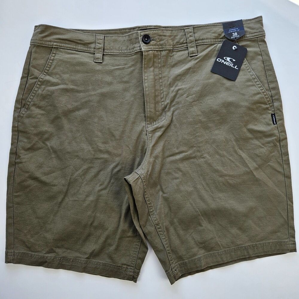 NWT O'Neill Army Green Stretch Flat Front Chino Shorts Men's 38 Waist